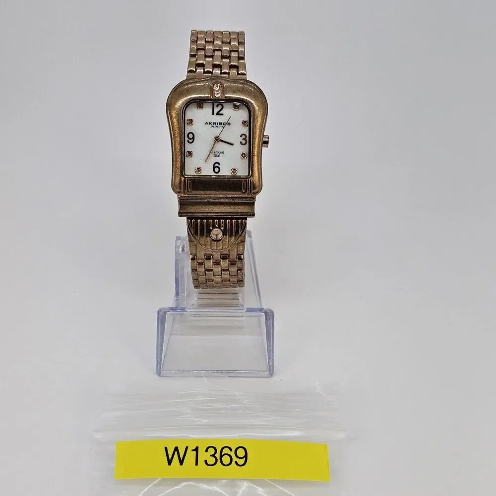 Akribos XXIV Women Watch 32MM Horseshoe White Dial Rose Gold Band 8